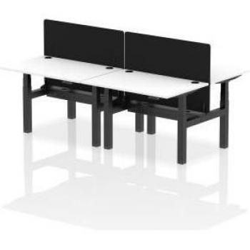 Air Height Adjustable 4 Person Bench Desk 1200 x 800mm White Top with Cable Port