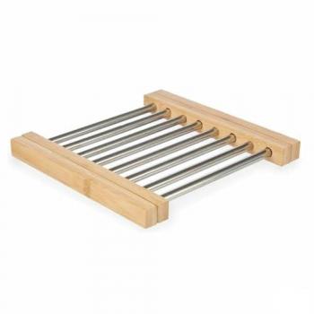 Sottopentola Argentato 36,4 x 2,2 x 21,3 cm in Metallo e Bambù