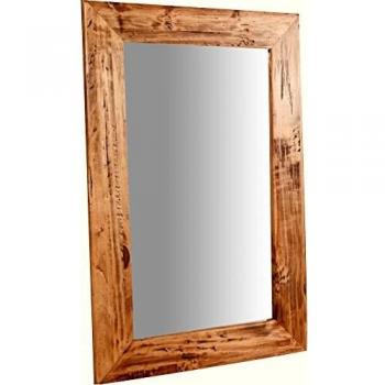 Biscottini Hanging Wall Mirror Rectangular Solid Lime Wood 60x3x90 cm Gray Finish Made in Italy