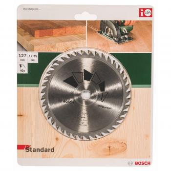 Bosch 2609256801 40-Teeth Standard Saw Blade – 127 mm Diameter, 12.75 mm Bore, 2.2 mm Cut Width, Carbide Edge