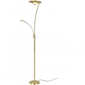 LED-Stehlampe Granby mit dimmbarem Leselicht in Messing