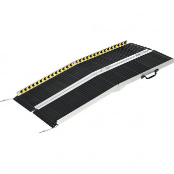 HOMCOM Wheelchair Ramp, 152L x 73Wcm, 272KG Capacity, Folding Aluminium Threshold Ramp w/ Non-Skid Surface, Transition Plates for Steps