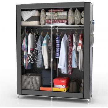 Intirilife Kleiderschrank mit Stange und Fächern