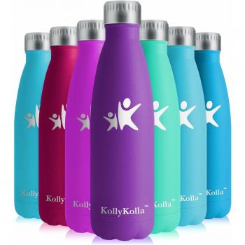 KollyKolla Thermosflasche, 500ml Edelstahl, Vakuumisoliert, BPA-frei, für Kinder, Schule, Sport, Outdoor, Büro