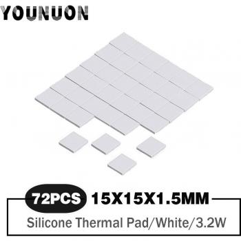 72 Pieces White 15x15x1.5mm Heatsink Cooling Silicone Pad