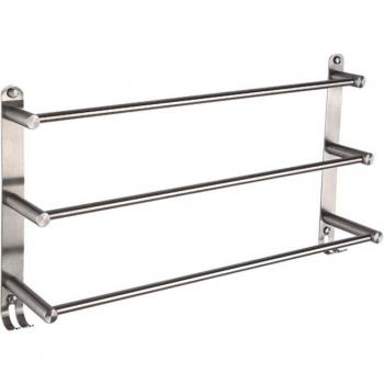 3 Level Bathroom Towel Rack, Wall Mounted, Stainless Steel with Hooks