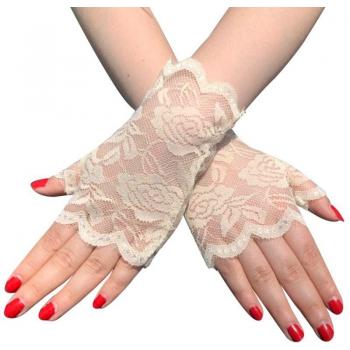 Gants semi‑dentelle à motif floral d’été