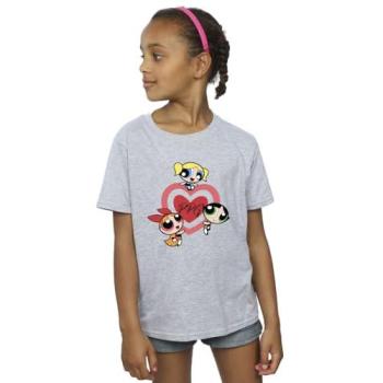 Girls' Powerpuff Double Heart Tee (Grey, Size 9)