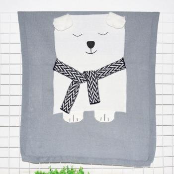 Big White Bear Ear Baby Blanket