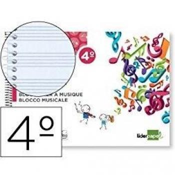 BLOC MUSICA LIDERPAPEL PENTAGRAMA 3MM CUARTO 20 HOJAS 100G/M2