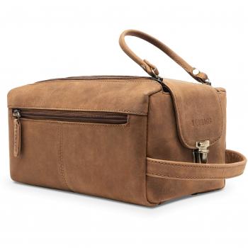 LEABAGS Palm Bay Kulturbeutel aus echtem Büffel-Leder im Vintage Look