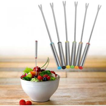 Edelstahl Gabeln‑Set 6 Stück – vielseitig einsetzbar für Fondue, Obst und Nachtisch