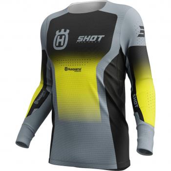 Maillot Shot Husqvarna Aerolite 2025 Noir-Gris Jaune Taille 2XL