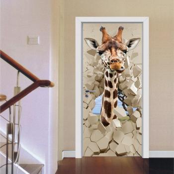 Giraffe Vivid 3D Sticker – Porte Décorative Rénovation