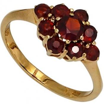 375er Goldring mit roten Granaten