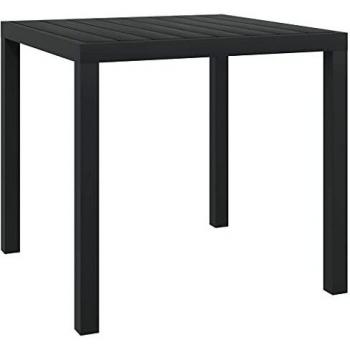 Table de Jardin Noir 80x80x74 cm Aluminium et WPC