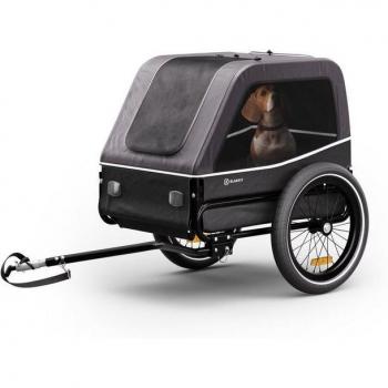 Klarfit Goldie S Remorque pour vélo – chien 130 L – petits/moyens – couverture de fenêtre, gris, polyester mesh