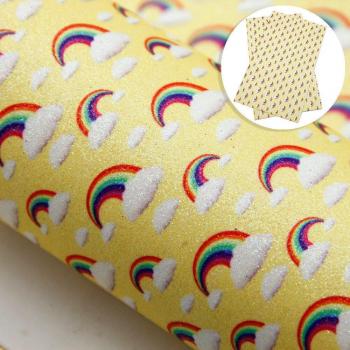 Rainbow Cloud Design Fine Glitter Faux Leather 20x34cm