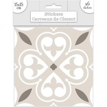Gli Adesivi di Cement Tiles in Greige, 15x15 cm (6 pezzi) – Les Trésors De Lily