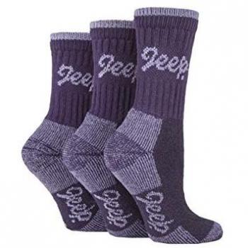 Cushioned Cotton Walking Trail Socks – Purple, 3 Pairs for Ladies