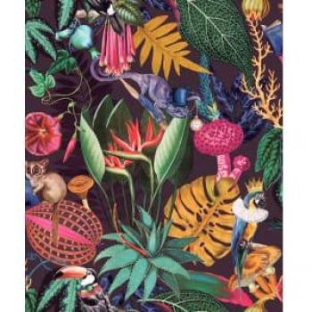Papier Peint Motif Floral Prune