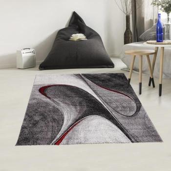 Tapis Carré Rouge et Gris – Tissé Geométrique 160x160