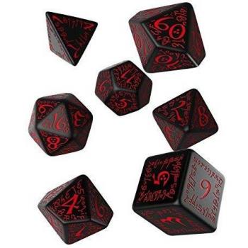 Black & Red Elvish RPG Dice Set