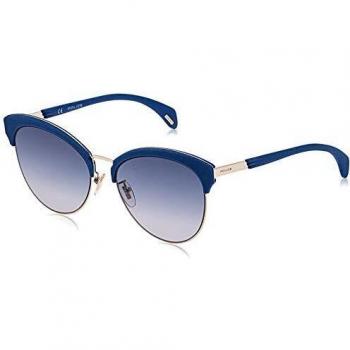Police Cat Eye Gold Metal Sunglasses Women Blue