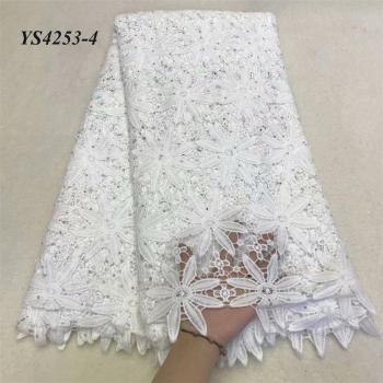 Tissu de Mariage en Soie de Lait Blanc à Motifs Roses