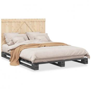 Mueble Dormitorio: Cama con Cabecera Gris Pino 140x200