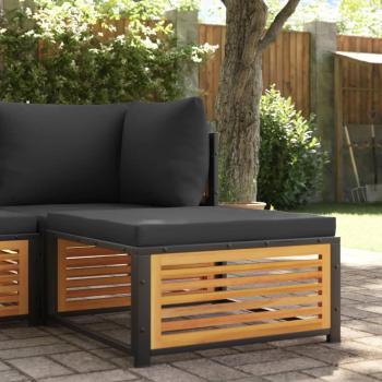 Solid Wood Acacia Garden Stool with Cushion 68x68x30 cm