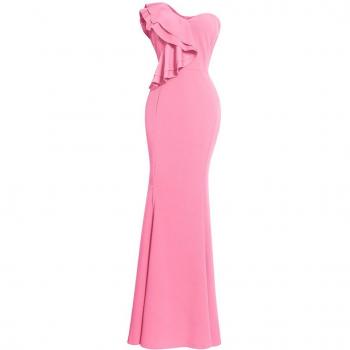 Robe longue sirène sans bretelles, sexy et ajustée, pour femmes, mariage et fêtes 2022