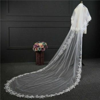 3m Long White Ivory Lace Mantilla Wedding Veil