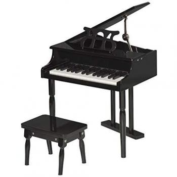Piano à Queue Enfant en Bois 30 Touches avec Tabouret et Pupitre