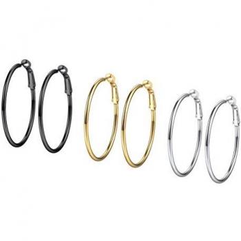 PROSTEEL 40 mm Creolen Ohrringe Set – Herren & Damen, Edelstahl & Goldoptik