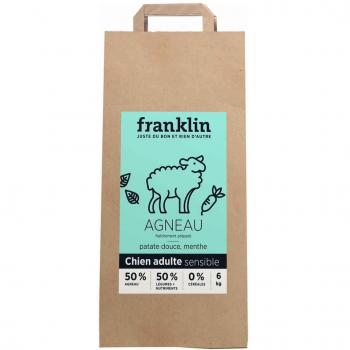 Franklin – Croquettes Hypoallergéniques Chien – 6kg – Agneau, Patate Douce, Menthe