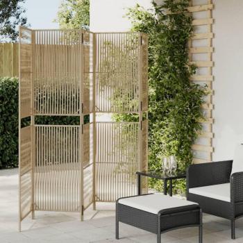 5-Section Beige Rattan Screen