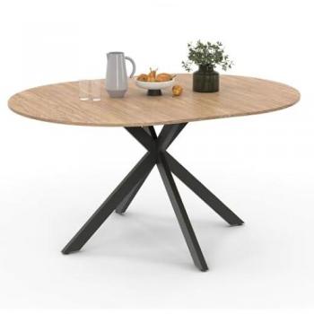 Table à manger extensible Ronde Alix – 4-8 places, pieds araignée bois et noir, 110‑150 cm