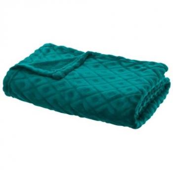 Bleu Canard Plaid Flanelle 3D Losange – 180 × 230 cm