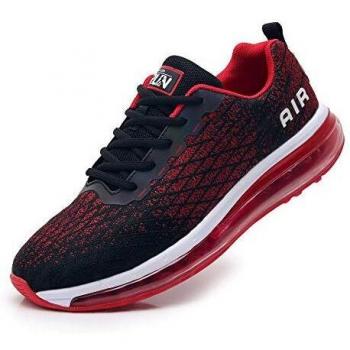 TORISKY Basket Homme Femme Air Chaussure de Sports Course Sneakers Basses Mode Casual Multisports Fitness Gym, Noir/Rouge, Taille 47EU (8998-BK/Red47)