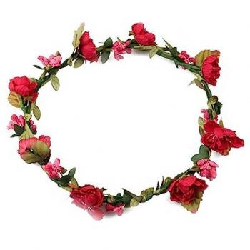 Easy Wear Red Flower Crown for Festivals