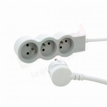 Rallonge 3 prises 2P+T 16A 3680W 3m Legrand blanc gris