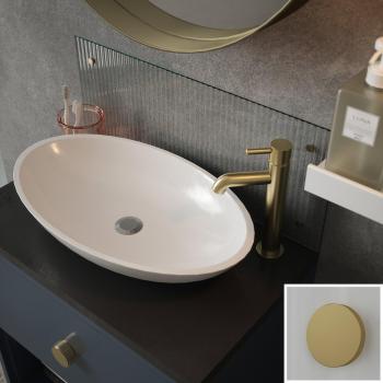 600 x 250mm Clear Fluted Glass Bathroom Splashback with Brass