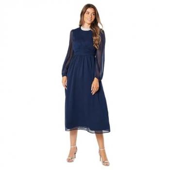 Wallis Women's Mid Navy Foil Trim Midi Dress