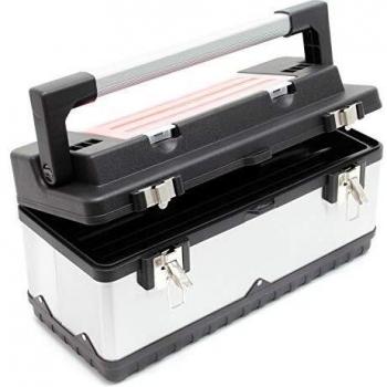WilTec Boîte à outils 50,5x23,5x25,5cm Acier Fin Cadre en Plastique Porte-Outils Mallette avec Poignée