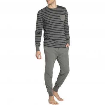 Baumwoll-Herrenpyjama Jockey S – Graues Streifenmuster