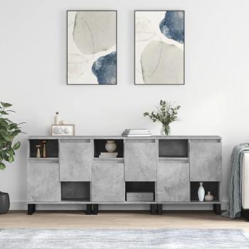VidaXL Sideboards Set von 3 Betongrau Holzwerkstoff