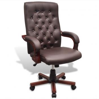 Marrón Chesterfield Silla de Oficina VidaXL