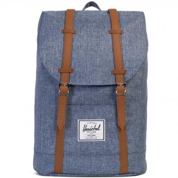 Herschel Supply Co. Sac à Dos Urbain Moyen, Dark Chambray Crosshatch/Tan Cuir Synthétique
