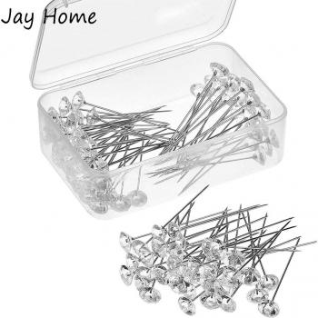 Flower-Shaped Clear Crystal Head Pins